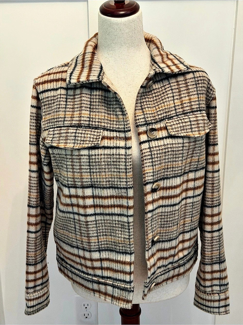 Joie Plaid Utility Jacket in Brown & Tan Size XS